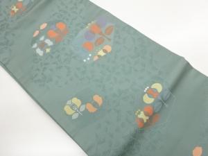 抽象亀甲に遠州椿・幾何学模様織出し名古屋帯